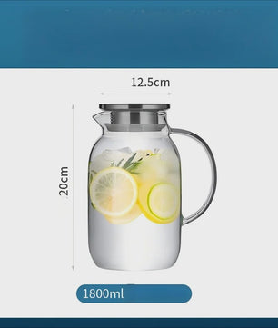 Glazen Waterkan 2.5L met Deksel - Hittebestendig Borosilicaatglas