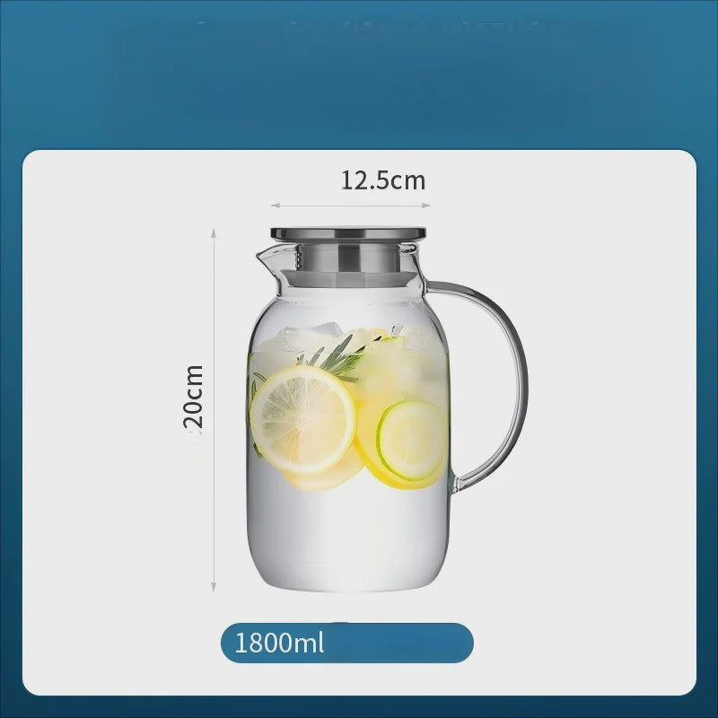 Glazen Waterkan 2.5L met Deksel - Hittebestendig Borosilicaatglas