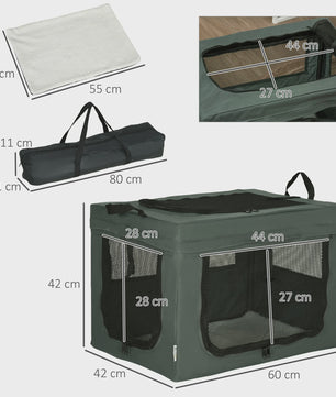 PawHut Opvouwbare Transportbox voor Huisdieren - 60x42x42 cm - Grijs