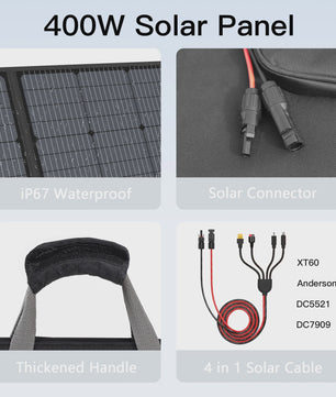 MHPOWOS 400W Opvouwbaar Zonnepaneel - Lichtgewicht, Draagbaar & IP67 Waterdicht voor Outdoor & RV