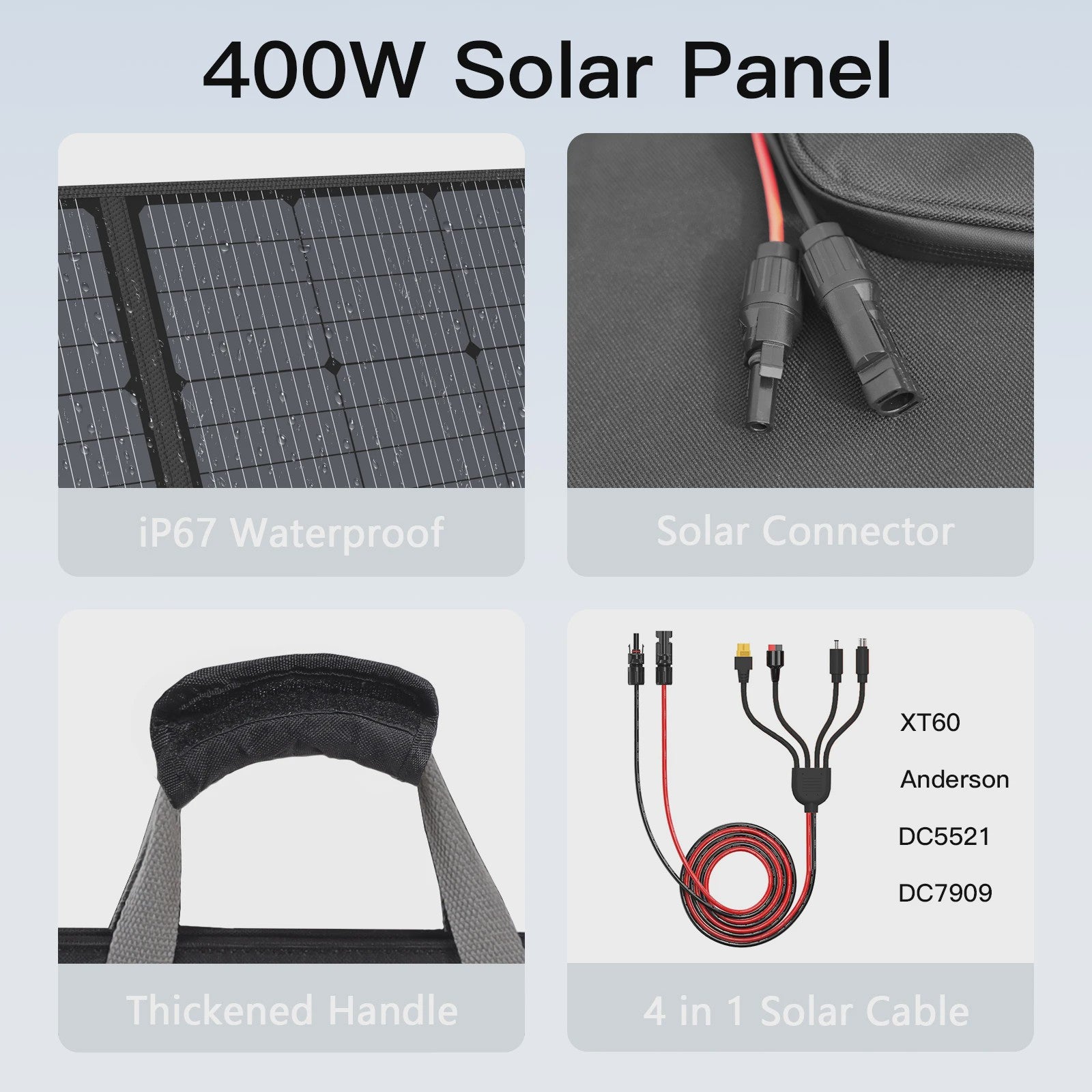 MHPOWOS 400W Opvouwbaar Zonnepaneel - Lichtgewicht, Draagbaar & IP67 Waterdicht voor Outdoor & RV