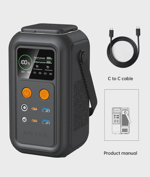 CTOLITY AXP200 Power Station: 200W, 192Wh, 60000mAh Draagbare Energievoorziening met LiFePO4 Batterij