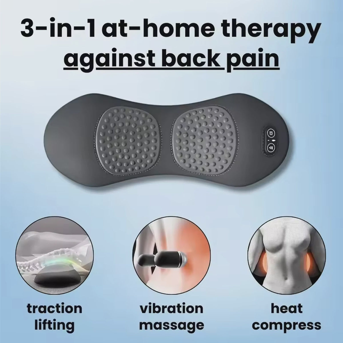 3-in-1 Rugmassager met Warmte & Vibratie voor Rugpijn Verlichting en Tractie