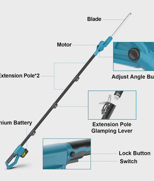 Gisam Telescopische Heggenschaar - Snoerloos, Borstelloos, 7200SPM, 52cm Mes, 18V Makita Accu Compatibel
