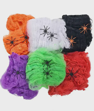 Halloween Spinnenweb Decoratie met Spinnen - Creëer een Griezelige Sfeer