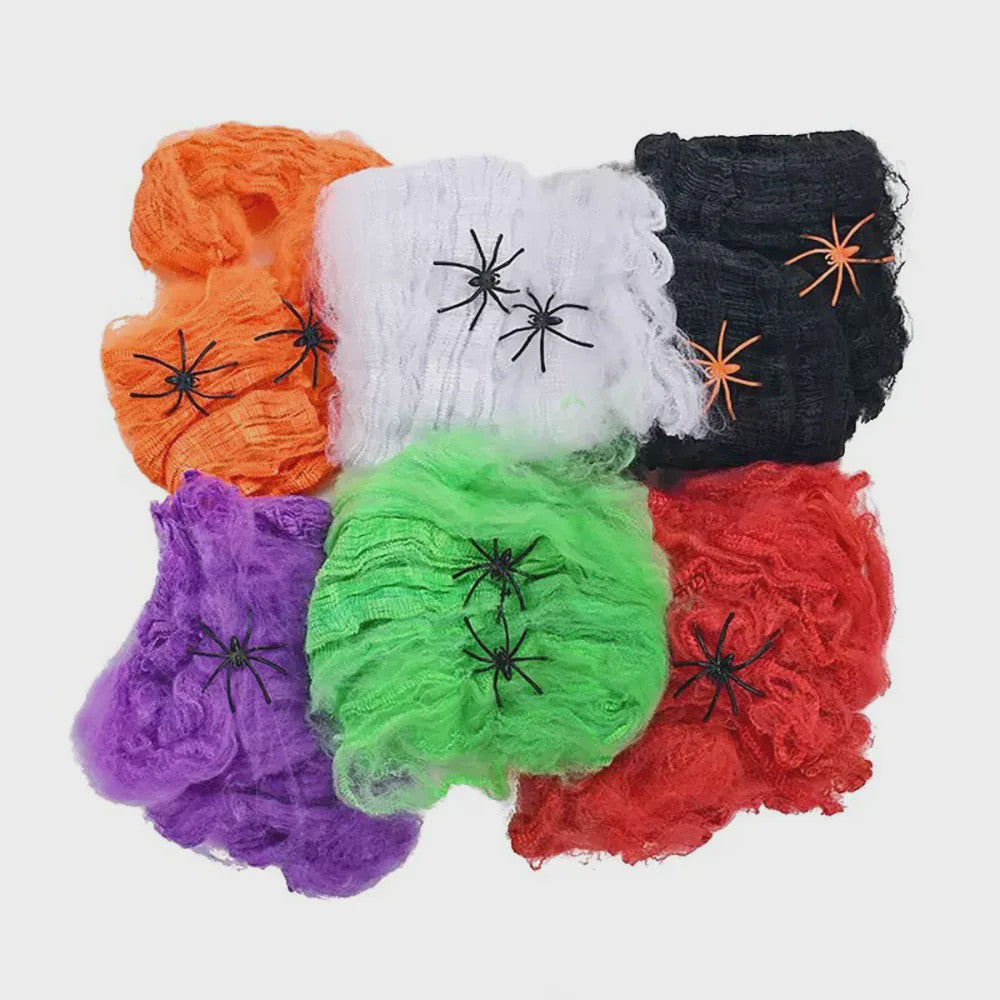 Halloween Spinnenweb Decoratie met Spinnen - Creëer een Griezelige Sfeer