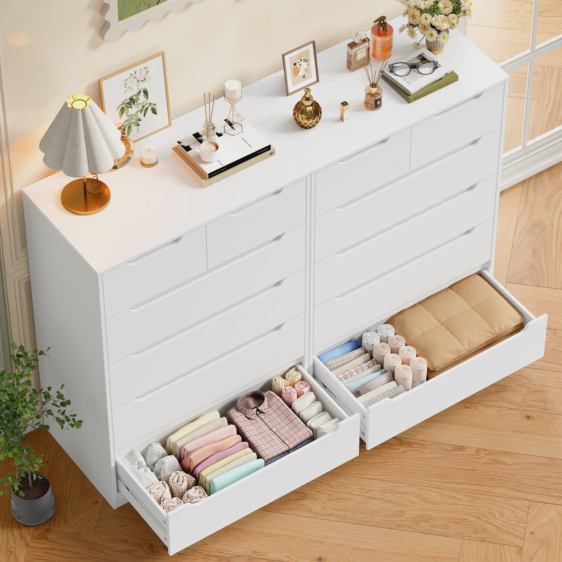 Stijlvolle Witte Commode met 6 Lades - Veelzijdige Opbergkast voor Woonkamer, Slaapkamer of Hal