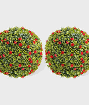 Kunst Buxusbollen met 11 Witte Bloesems - Decoratieve Tuin- en Huisdecoratie