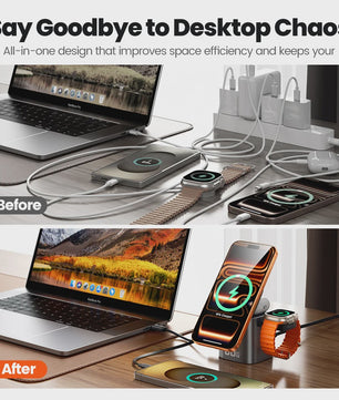 Toocki 80W GaN 6-in-1 Oplaadstation: MagSafe, 65W PD & Intrekbare Kabel