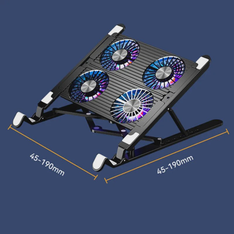 Opvouwbare Laptop Koeler Stand met 4 Ventilatoren - Verstelbaar & Draagbaar