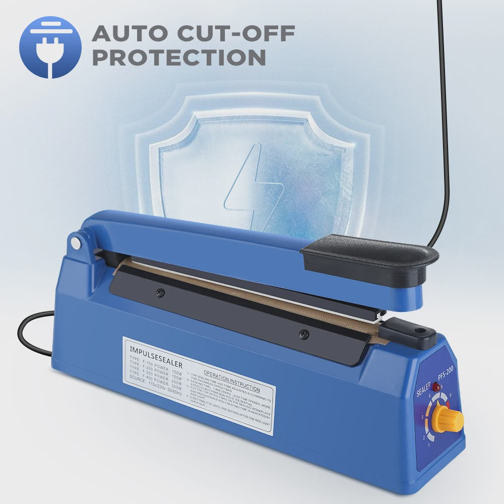 200mm Impuls Sealer: Professionele Hitteverzegelaar voor Voedsel, Plastic & Kraft Zakken