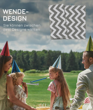 Waterdicht Buitentapijt 121x182cm - Lichtgrijs/Wit Zigzag - Ideaal voor Balkon & Tuin