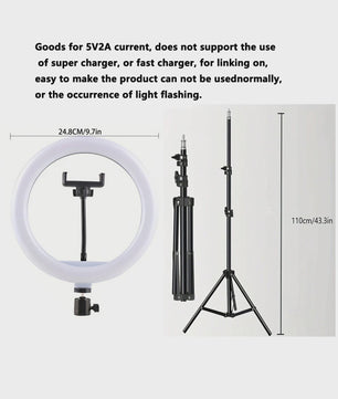 110cm Ring Light Statief Set met Telefoonhouder voor Live Streaming & Selfie