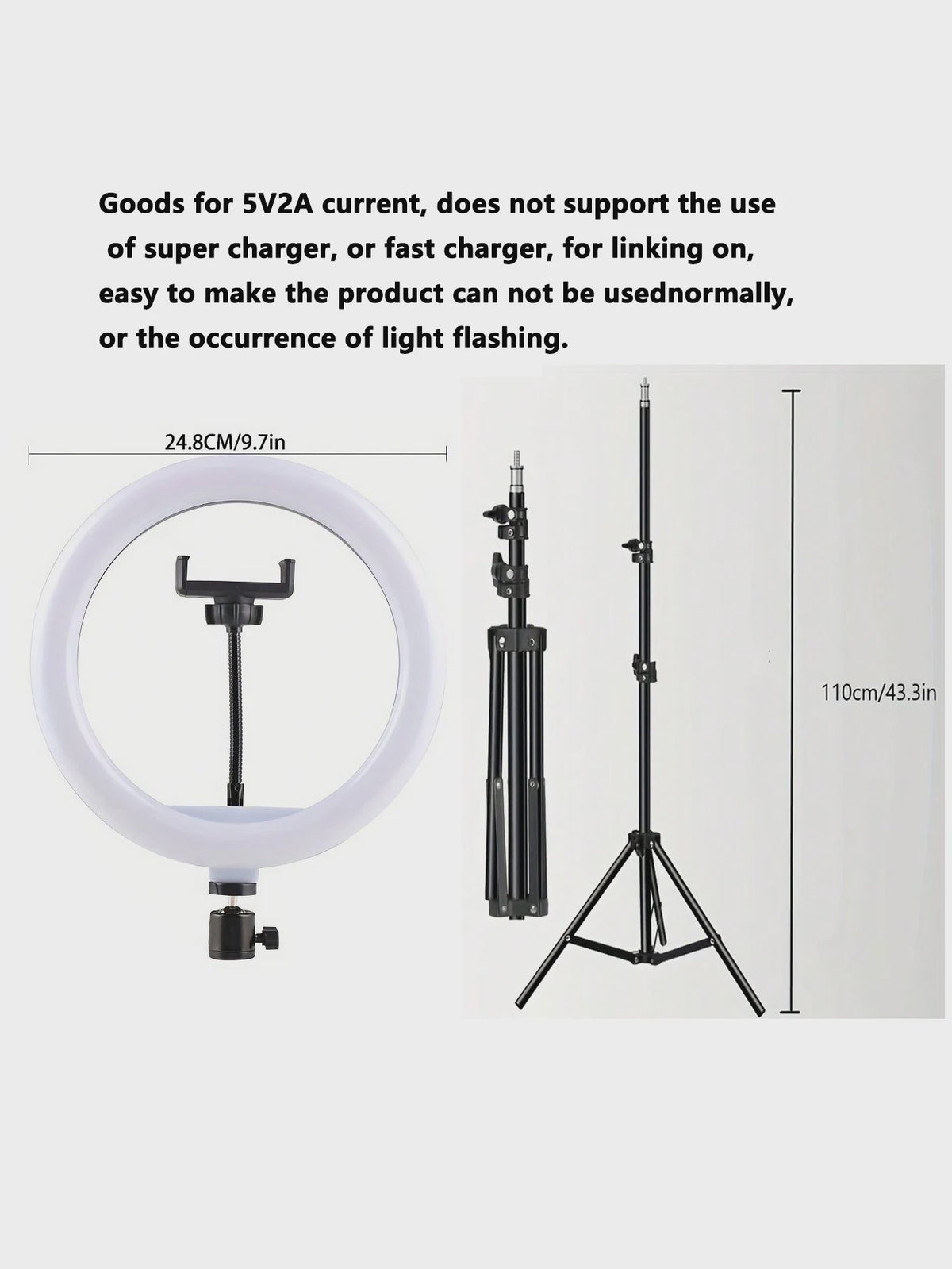 110cm Ring Light Statief Set met Telefoonhouder voor Live Streaming & Selfie