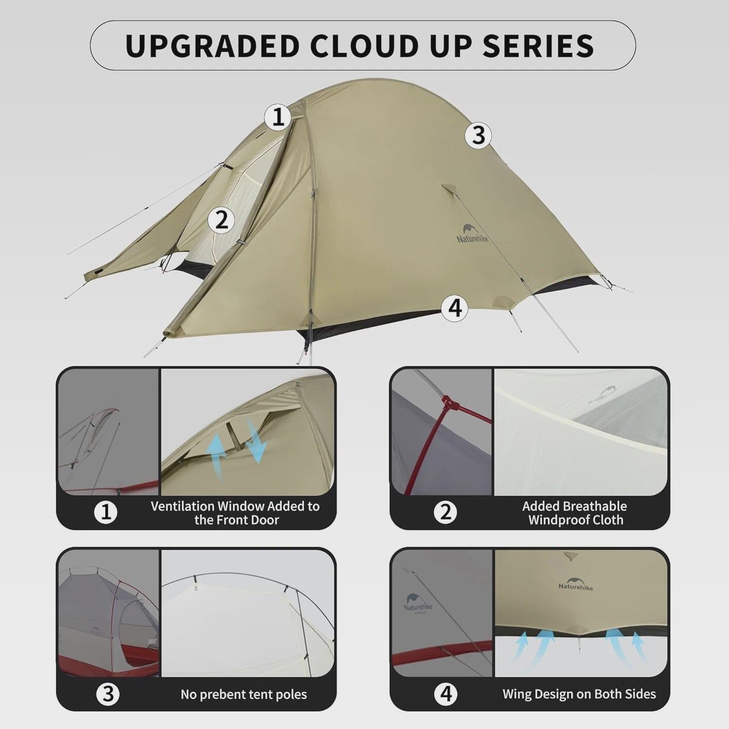 Naturehike Cloud Up Pro Tent 2 Persoons - Ultralicht, Waterdicht & Compact