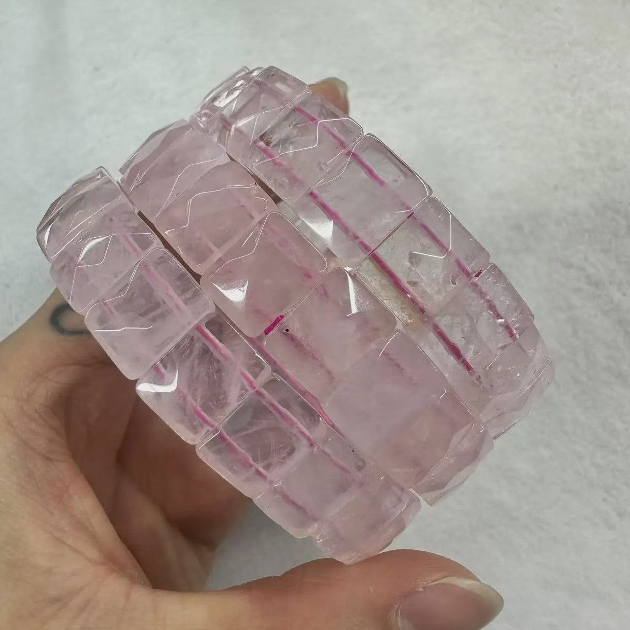 Natuurlijke Edelsteen Armband - Fluoriet & Citrien Vierkante Kralen