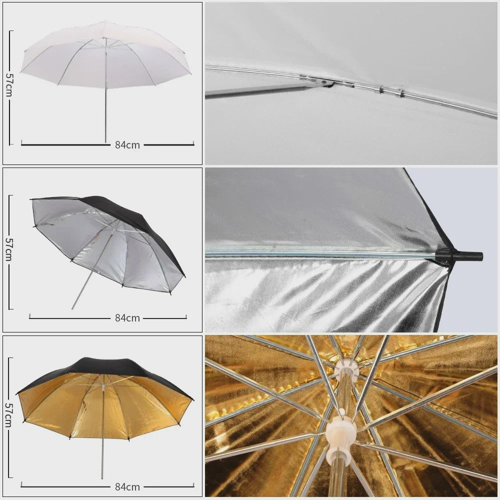 Professionele Fotostudio Verlichtingskit met Achtergronden, Softboxen, Paraplu's en Reflectoren