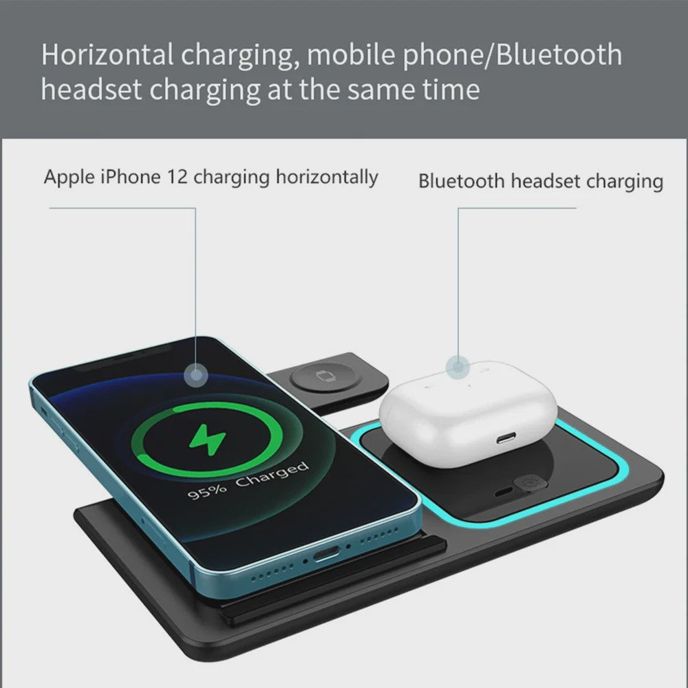 3-in-1 Draadloze Oplaadstandaard voor iPhone, Apple Watch & AirPods - Opvouwbaar