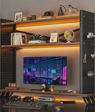 Houten Monitorverhoger met Opbergruimte - Ergonomische Bureau Organizer