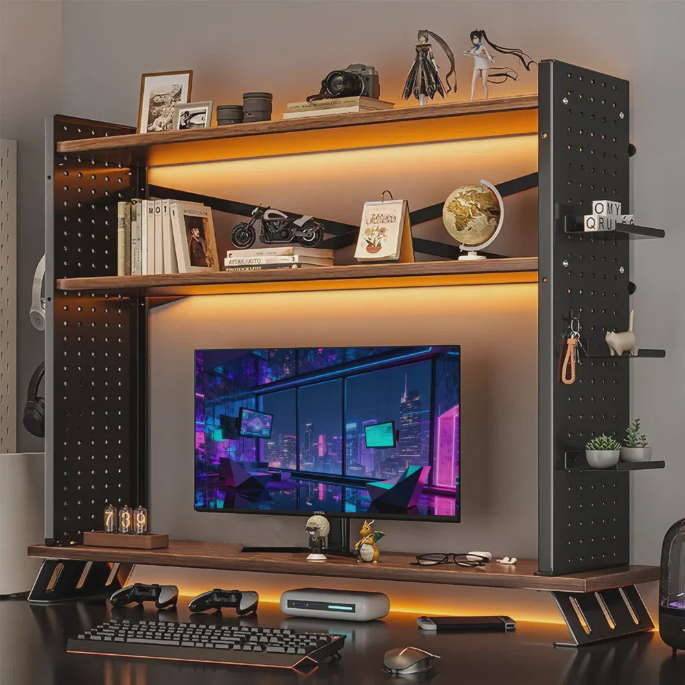 Houten Monitorverhoger met Opbergruimte - Ergonomische Bureau Organizer