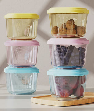 Set van 6 Baby Voeding Bewaarcontainers - PP Materiaal, Stoombaar & Lekvrij, Stapelbare Organizer