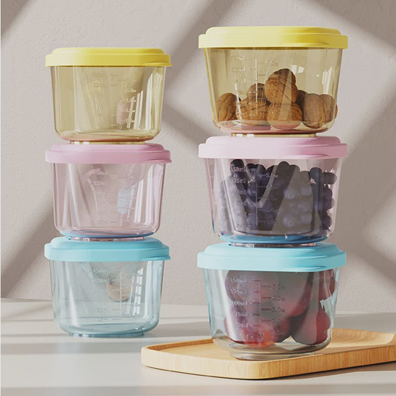 Set van 6 Baby Voeding Bewaarcontainers - PP Materiaal, Stoombaar & Lekvrij, Stapelbare Organizer