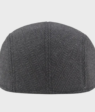 Herfst Winter Heren Flat Cap Wol Blend - Klassieke Baker Boy Pet met Visgraatpatroon