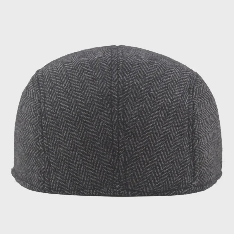 Herfst Winter Heren Flat Cap Wol Blend - Klassieke Baker Boy Pet met Visgraatpatroon
