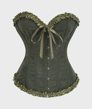 Sexy Jacquard Bustier Corset met Ruches en Push-Up Effect - Gothic Stijl
