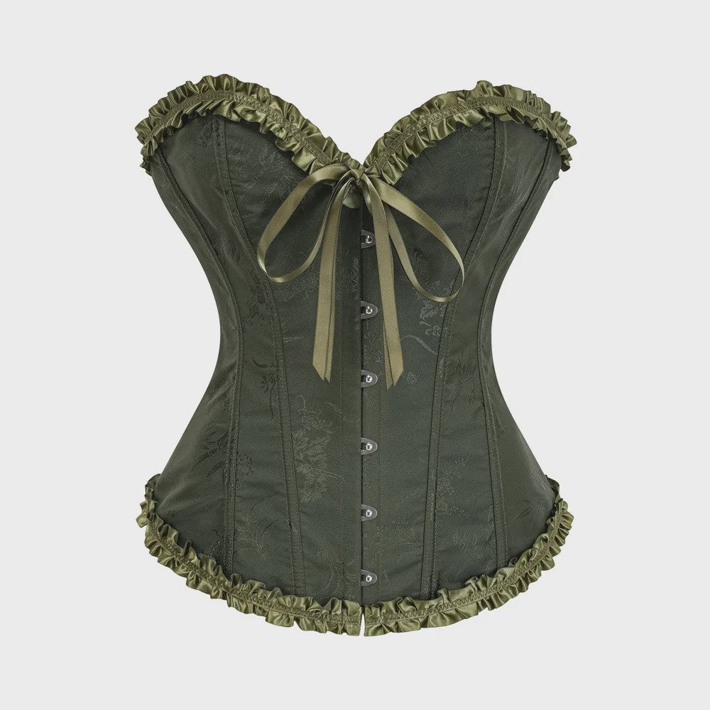 Sexy Jacquard Bustier Corset met Ruches en Push-Up Effect - Gothic Stijl
