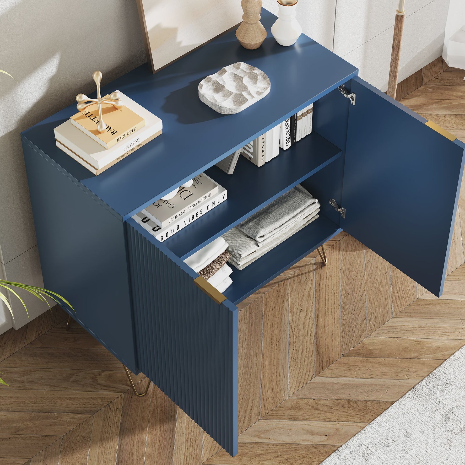 Stijlvol Blauw Sideboard met 2 Deuren - Opbergkast voor Woonkamer, Keuken en Hal