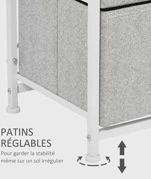 HOMCOM Ladekast met 4 Stoffen Laden en Metalen Frame - 45x30x92 cm