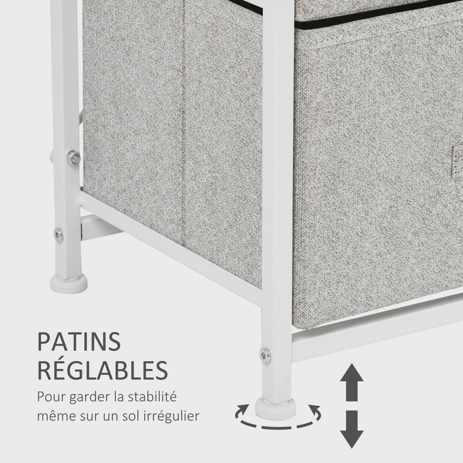 HOMCOM Ladekast met 4 Stoffen Laden en Metalen Frame - 45x30x92 cm