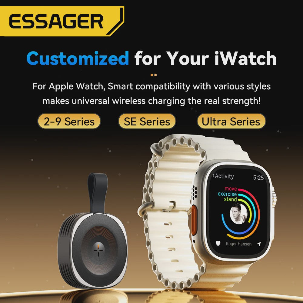 Essager Magnetische Draadloze Oplader voor Apple Watch - Draagbaar, Snel, USB-C & Lightning