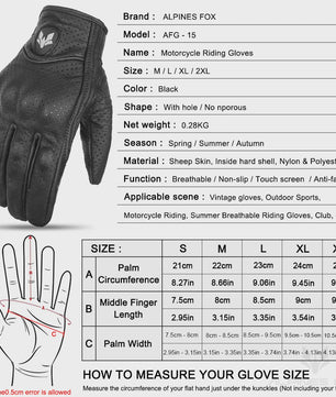 Vintage Leren Motorhandschoenen Heren Zwart - Touchscreen & Anti-slip
