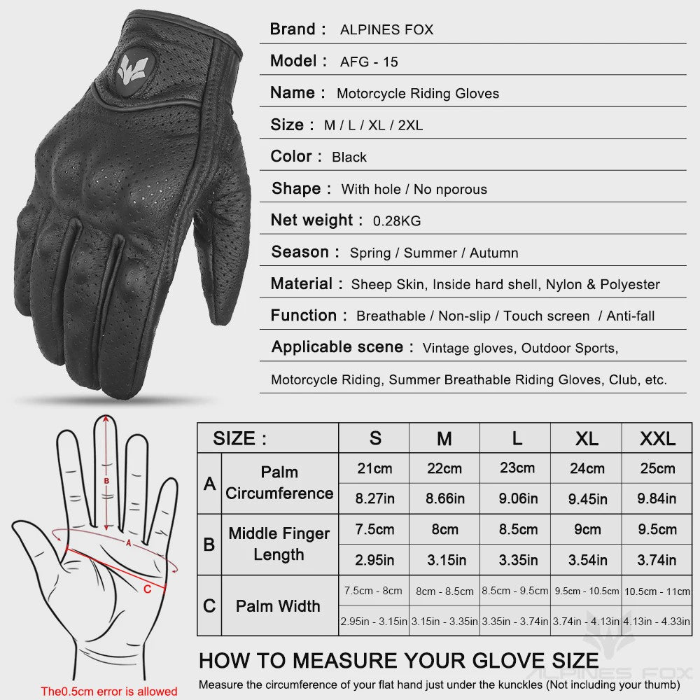 Vintage Leren Motorhandschoenen Heren Zwart - Touchscreen & Anti-slip