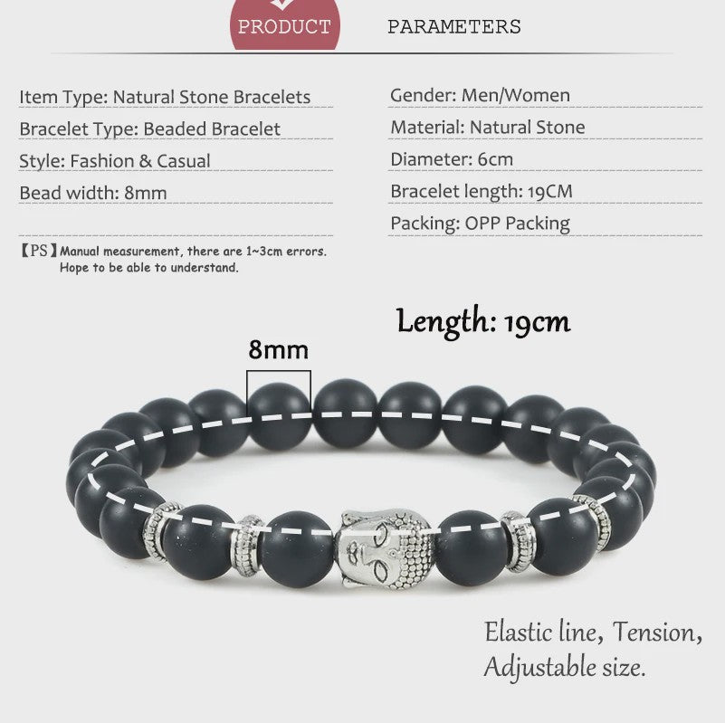 Natuurstenen Buddha Armband met Tijgeroog Kralen - Elastisch & Verstelbaar