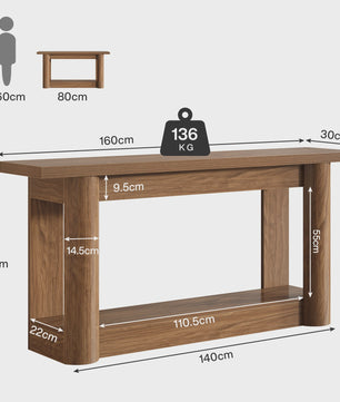 Tribesigns 160cm Farmhouse Console Tafel - Smal, Lang Dressoir voor Achter de Bank met 2 Lagen Opslag