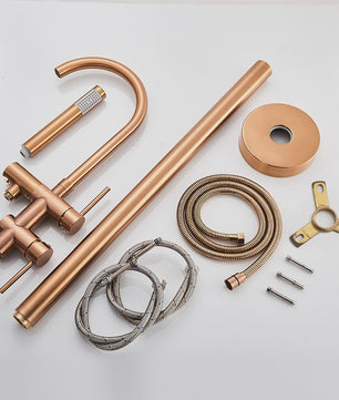 Vrijstaande Badkraan met Douchefunctie - Zwart, Chroom, Goud - Zwenkbare Uitloop & Warm/Koud Water Mixer