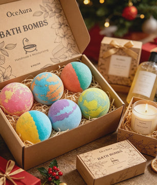 OceAura Luxe Badzout Set - 6x Ontspannende Bath Bombs met Lily, Rose & Rosemary - Huidverbeterend & Hydraterend