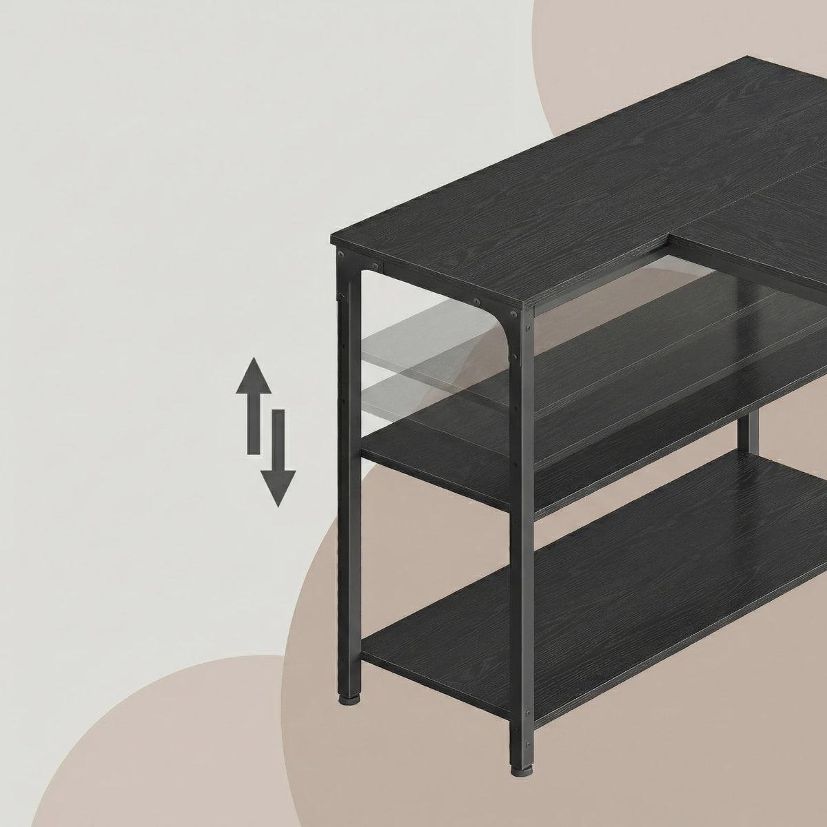 L-vormig Bureau met 3 Planken - 120 x 80 cm Hoekbureau voor Computer & Werk