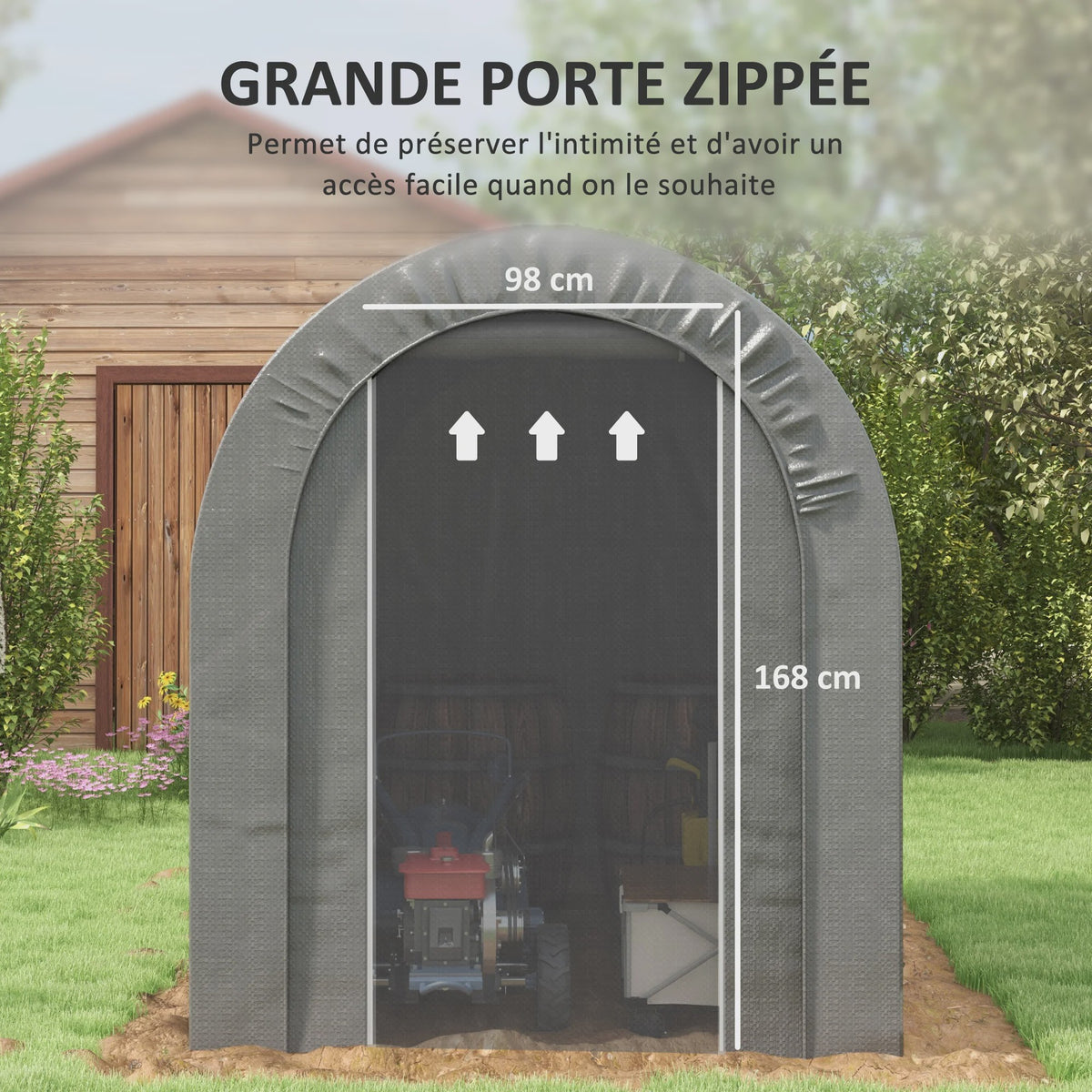 Outsunny Tuinopslag Tent - Waterdichte Fietsgarage met Verzinkt Metalen Frame