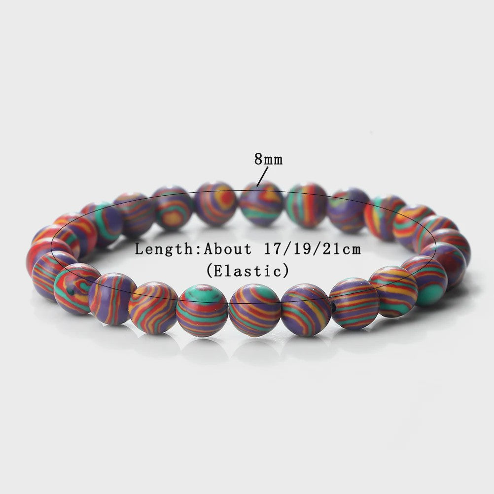 8mm Natuurlijke Malachiet Edelsteen Armband - Handgemaakt, Elastisch