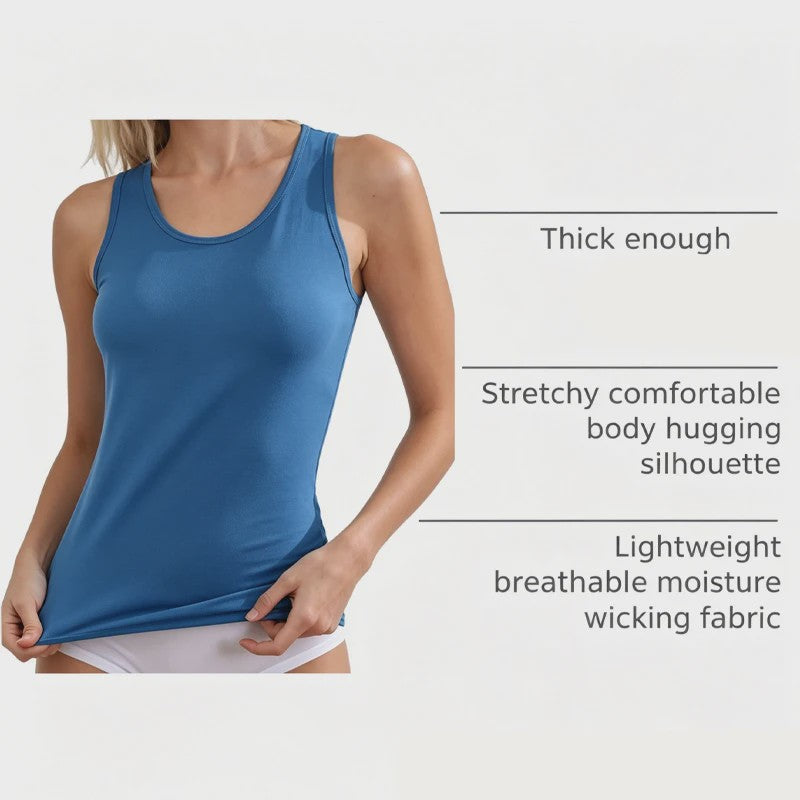 Dames Tanktop - Mouwloos Ondergoed Top met Ronde Hals - Zacht, Elastisch & Ademend - Pastelkleuren