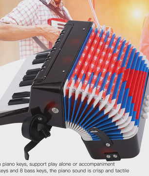 Compacte Zwarte Accordion met 17 Toetsen en 8 Bassen - Muzikaal Speelplezier