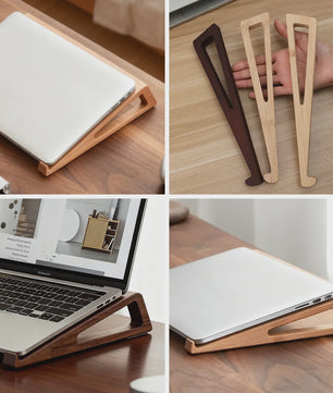 Houten Laptop Standaard - Verhoogt en Koelt je Notebook