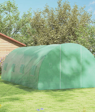 Outsunny Tunnelkas 18m² - 6x3x2m - Groene PE Tunnelkas met Ritsdeur en Ramen