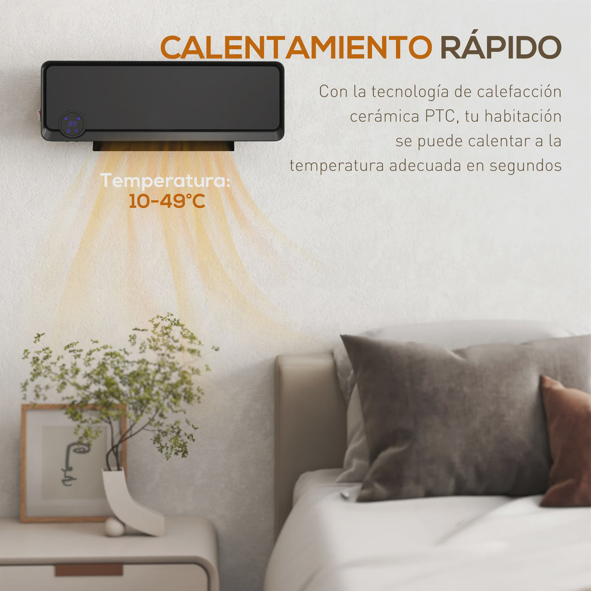Homcom Elektrische Wandverwarming 2000W met LED Display en Afstandsbediening