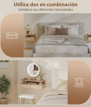 Set van 2 Zwevende Nachtkastjes met Lade - Wandmontage, Modern Design, Eikenlook
