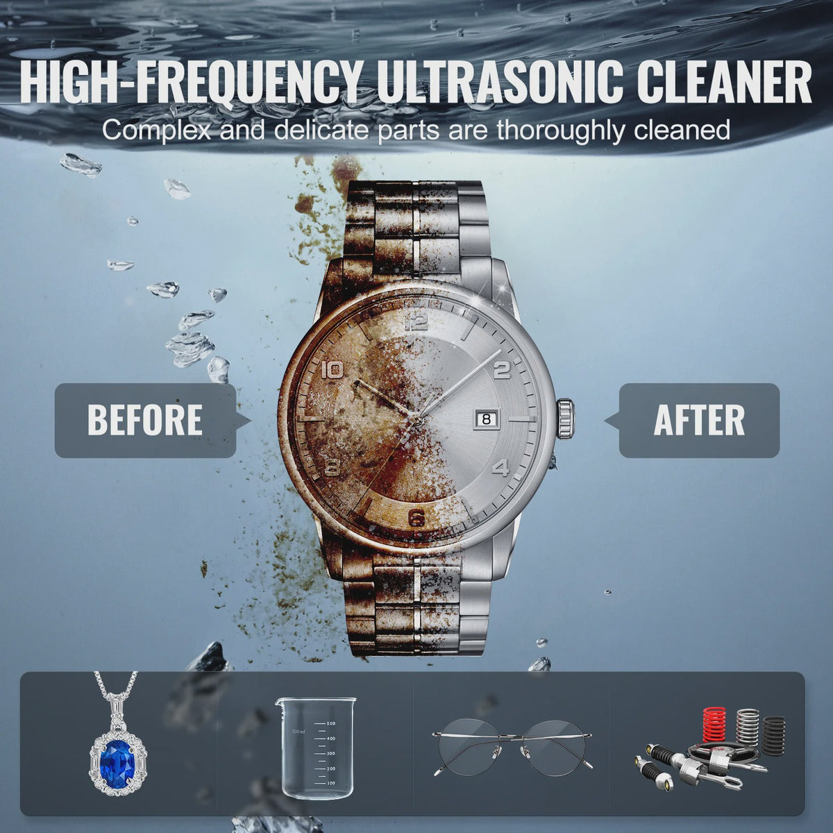 30L Digitale Ultrasone Reiniger met Ontgassing en Zachte Modus - Sieraden & Glas